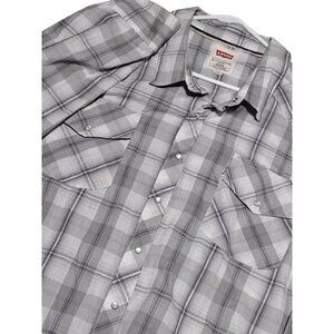 Levi's Men's XXXL Red Tab Western Fashion Snap Long‎ Sleeve Shirt Grey Plaid